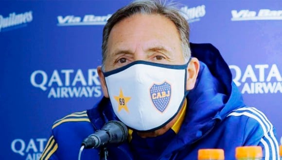 Miguel Ángel Russo, director técnico de Boca, brindaba una conferencia vía Zoom hasta que en el minuto 40 se cortó abruptamente.| Foto: Boca Juniors.