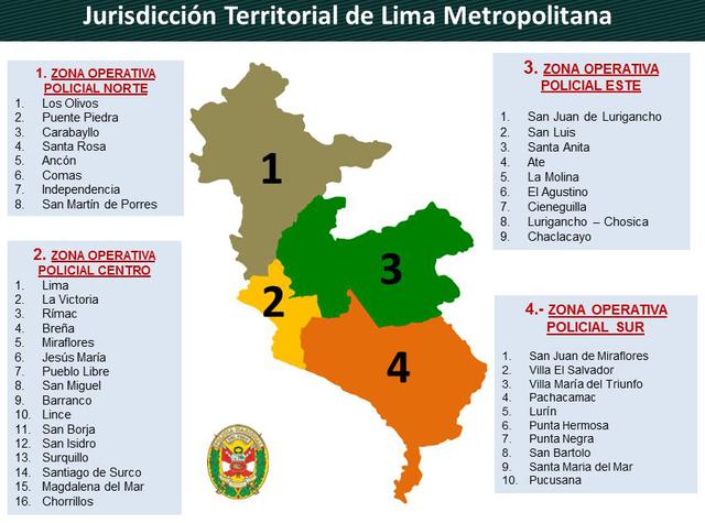 Dividen Región Policial Lima en cuatro sectores operativos - 1