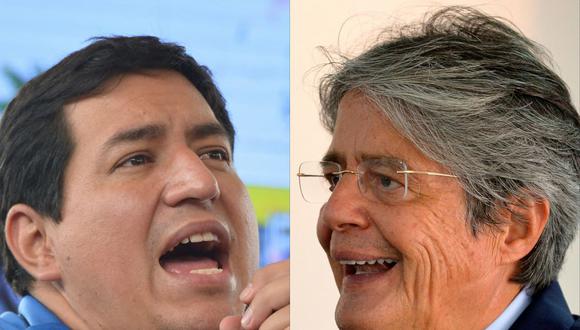 Andrés Arauz (izquierda) y Guillermo Lasso sostuvieron un debate de cara a la segunda vuelta presidencial en Ecuador de este 11 de abril. (RODRIGO BUENDIA / AFP).