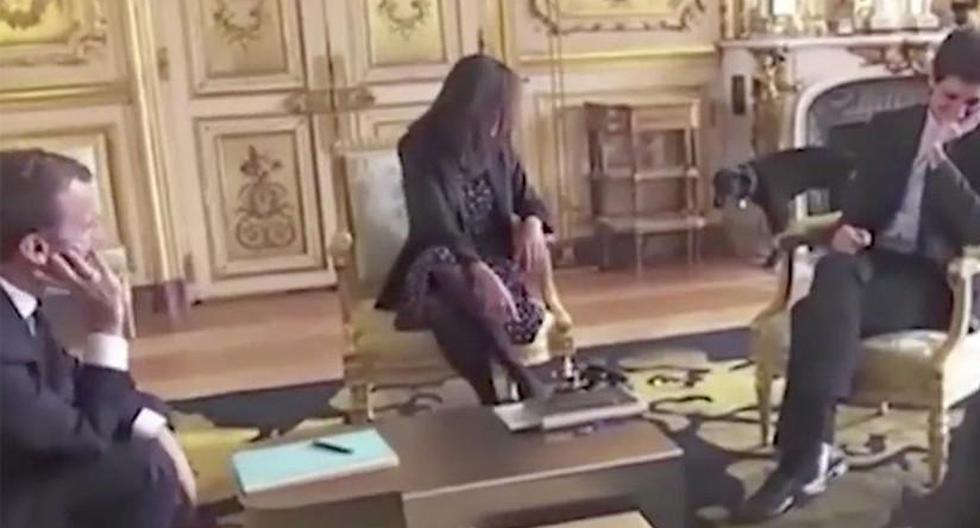 El encuentro entre el presidente francés y tres altos cargos se vio interrumpido por el desvergonzado comportamiento del labrador Nemo. (Foto: YouTube)