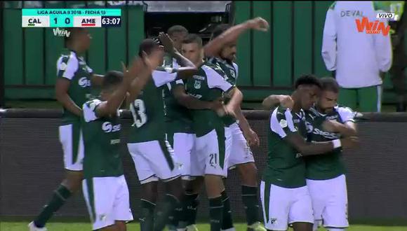 Deportivo Cali vs. América de Cali: mira el gol de Andrés Pérez para el 1-0. (Foto: captura)