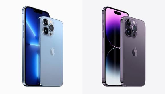 iPhone 13 Pro Max (izquierda) y iPhone 14 Pro Max (derecha). | (Foto: Apple/Composición)