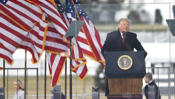 El presidente de Estados Unidos, Donald Trump, pronuncia un discurso el 6 de enero de 2021 antes del asalto al Capitolio por parte de sus partidarios. (EFE / EPA / SHAWN THEW).