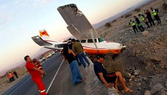Ica: Avioneta aterrizó de emergencia en Panamericana Sur