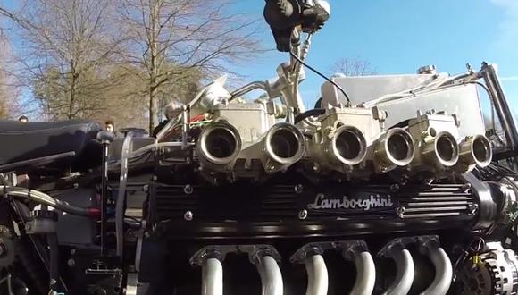 YouTube: Una moto con motor de Lamborghini