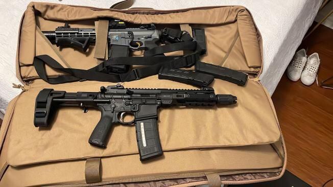 These are photographs of the weapons that are circulating in the messages with the threats.  (Photo: Provided by authorities).