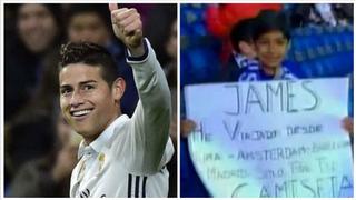 James Rodríguez regaló camiseta a niño peruano en el Bernabéu