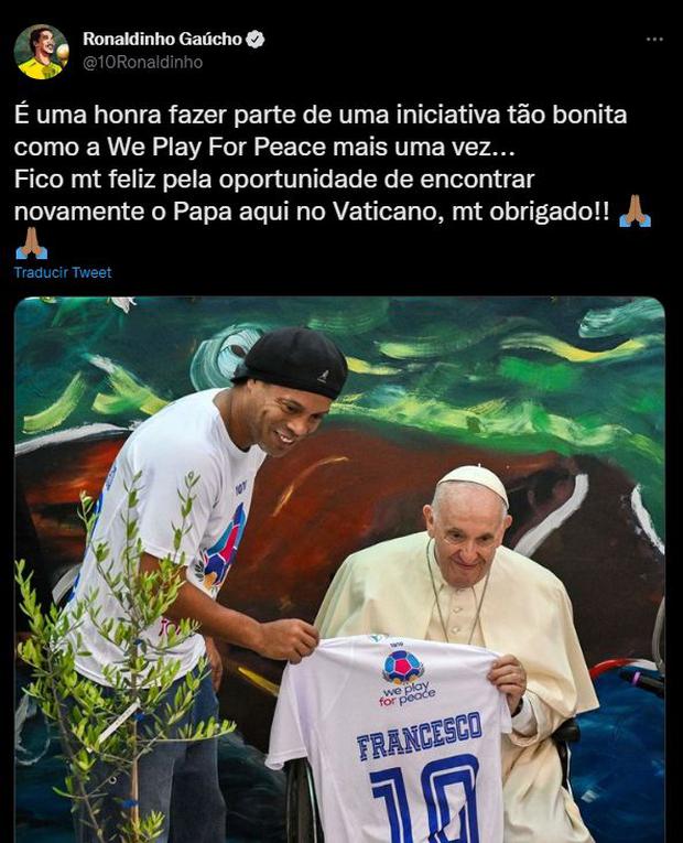 La emoción de Ronaldinho por reunirse con el Papa Francisco. (Foto: Captura)