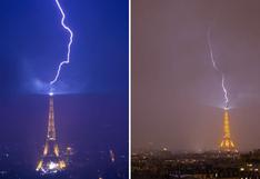 Francia: un rayo impacta en la Torre Eiffel en plena tormenta eléctrica