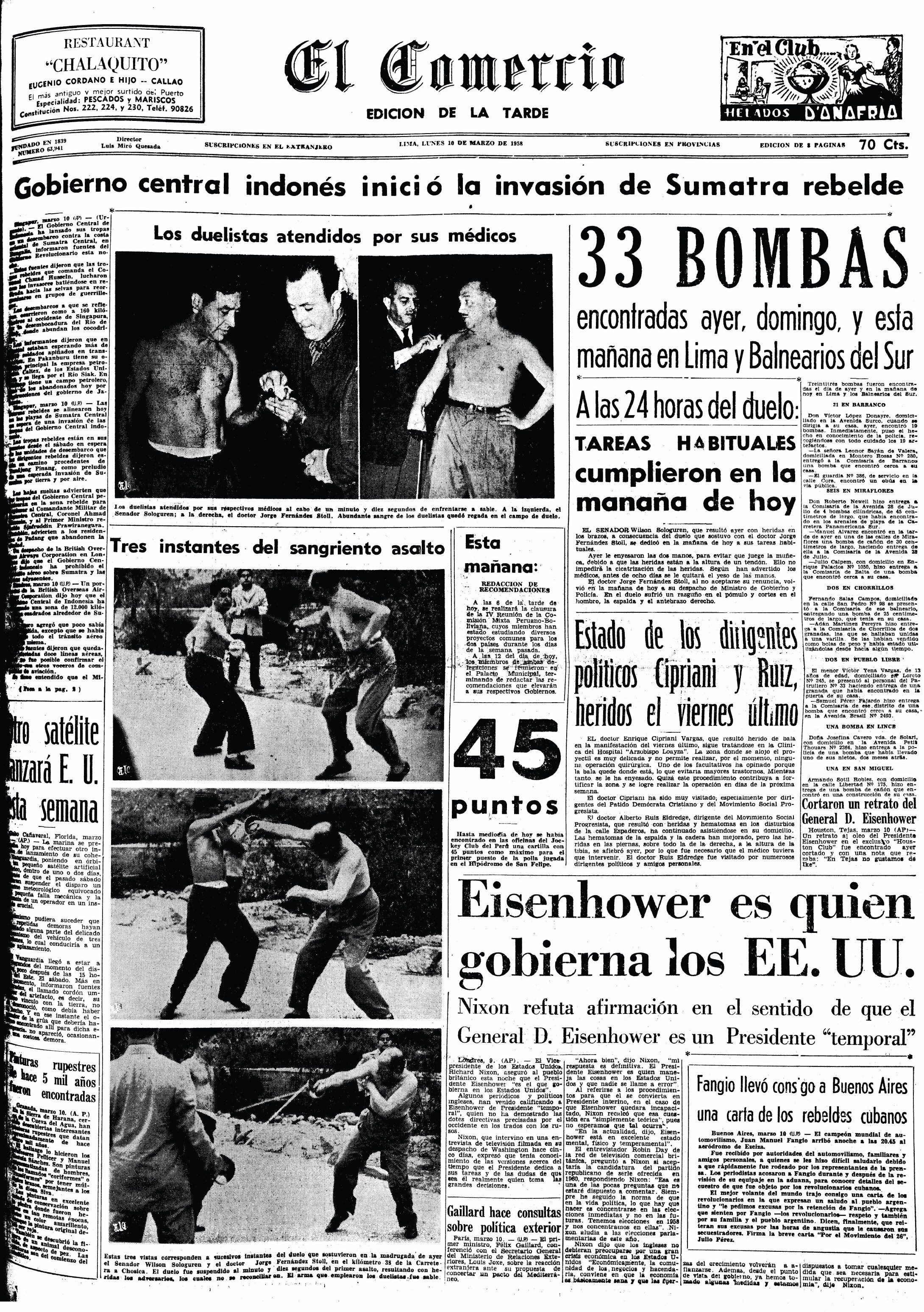 El Comercio publicó en primera plana las fotografías del asalto. (Fuente: Archivo Histórico El Comercio)
