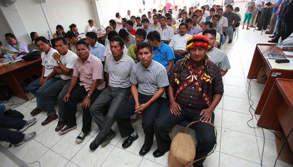 Imagen de uno de las audiencias del juicio que se realizó contra 53 pertenecientes a comunidades indígenas en Bagua por la Curva del Diablo (Foto: Lino Chipana / Archivo El Comercio).