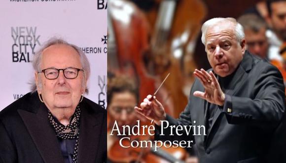 André Previn (izq) falleció en febrero de este año. La fotografía usada en la ceremonia es del compositor Leonard Slatkin. (Foto: AFP)