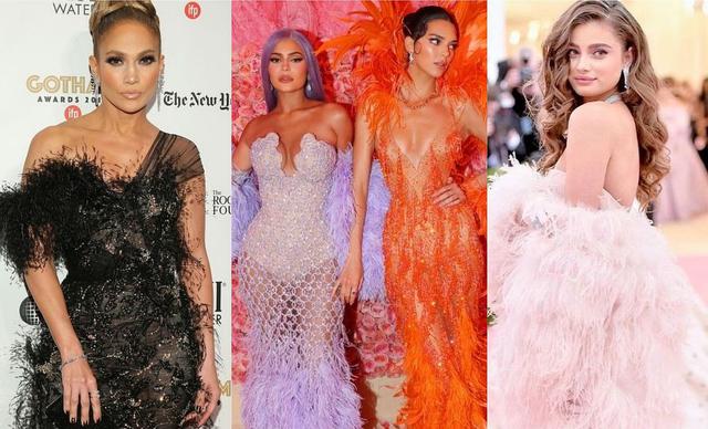 Las celebridades recurrieron a tejidos con aplicaciones que simulan el plumaje de las aves para marcar tendencia en distintos eventos este 2019. (Foto: Getty Images / Instagram)
