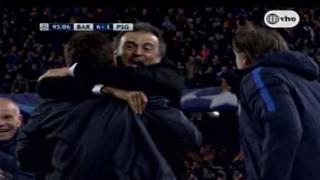 Luis Enrique celebró eufórico el sexto gol del Barcelona
