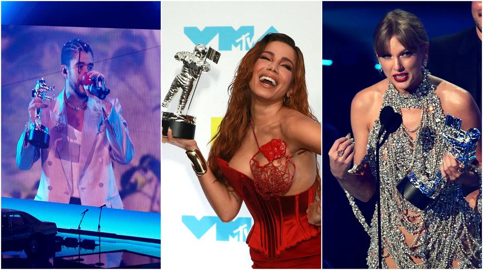 Los MTV Video Music Awards tuvieron lugar este 28 de agosto, premiando a los más populares artistas del momento. La cantante estadounidense Taylor Swift fue la gran ganadora de la noche, al llevarse el premio al mejor video musical del año. Mientras tanto el reguetonero Bad Bunny se llevó el premio al artista del año y la brasileña Anitta ganó el mejor video latino. (Foto: AP/AFP)