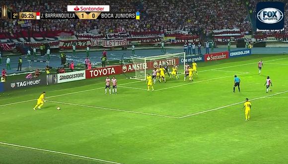 Boca Juniors empató parcialmente el duelo ante Junior de Barranquilla, gracias a un gol en propia puerta del colombiano Luis Carlos Ruíz. (Foto: captura)