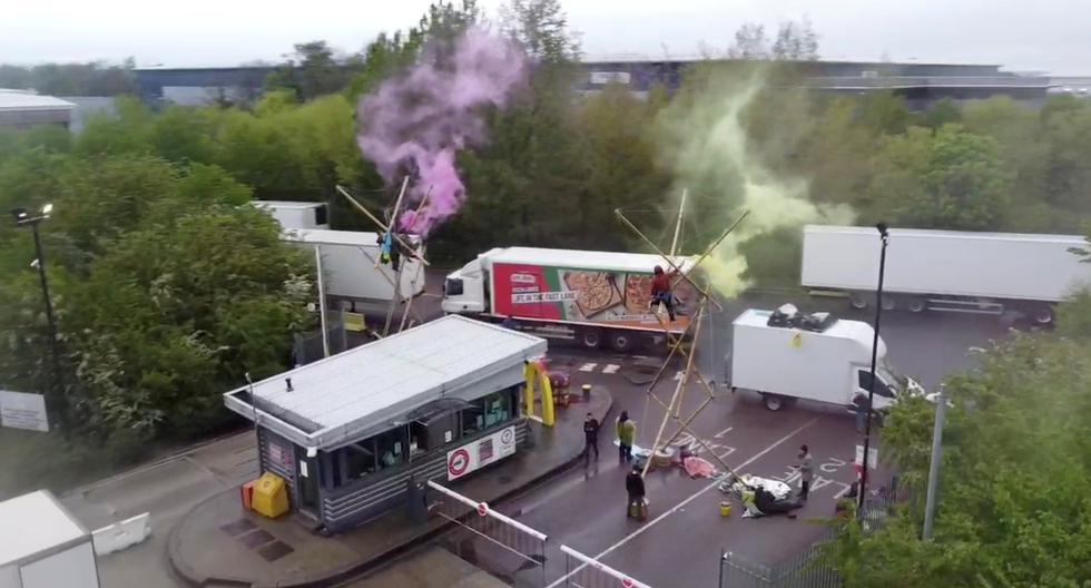 Environmental activists block McDonald's warehouses in the UK