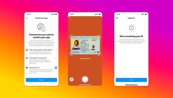 Instagram solicitará documentos de identificación o un video selfie para verificar la edad de los usuarios. (Foto: Meta)