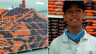 Trabajador de supermercado realiza un mosaico del ‘Nazareno’ con bolsas de arroz para honrar la Semana Santa y sorprende a miles