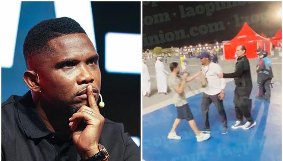 Samuel Eto'o agredió a un youtuber en el Mundial Qatar 2022. (Foto: EFE/Captura)