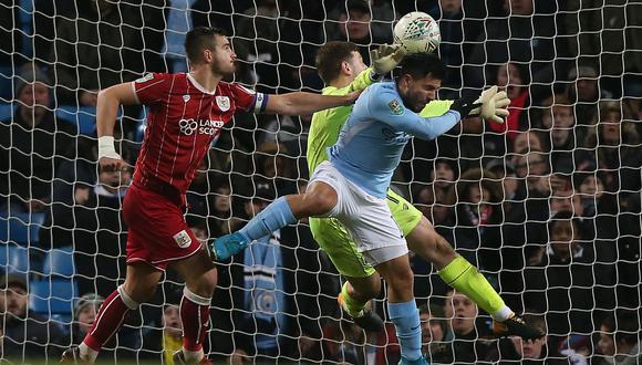 Al argentino Sergio Agüero le bastaron 20 minutos para darle la victoria a Manchester City sobre Bristol City por la Copa de la Liga inglesa. (Foto: EFE)