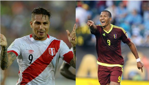 Paolo Guerrero contra Salomón Rondón. (Foto: AFP)