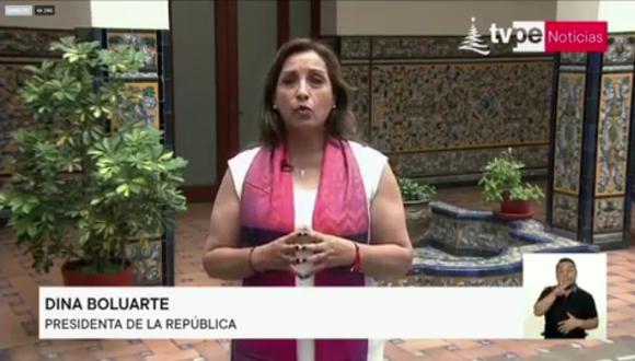 Dina Boluarte brindó mensaje a la Nación por fin de año. (Foto: TV Perú)