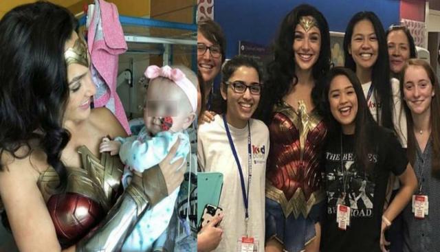 Gal Gadot llegó vestida como 'Wonder Woman' al Innova Children's Hospital de Estados Unidos. (Facebook)