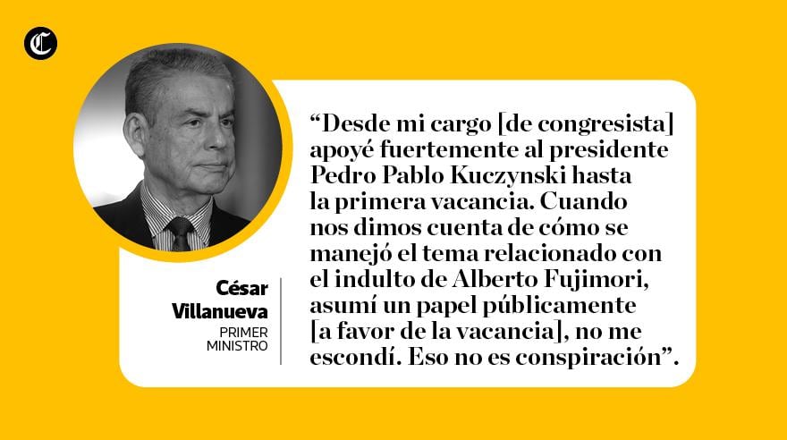 Las frases del primer ministro César Villanueva en entrevista con El Comercio. (Composición: María Loli / El Comercio)