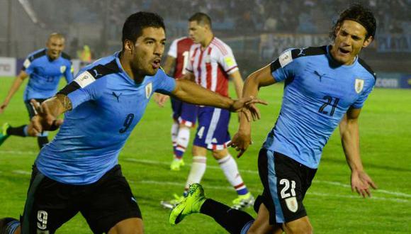 Luis Suárez y Edinson Cavani con la selección uruguaya. (Foto: AFP)