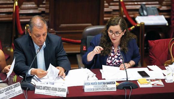 Con 12 votos a favor, dos en contra y una abstención, la comisión que preside Rosa Bartra (Fuerza Popular) aprobó el dictamen sobre la JNJ. (Foto: Jesús Saucedo)