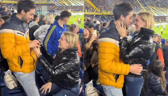 Una joven le pidió matrimonio a su novio en el estadio de la Bombonera, previo a un partido de Boca Juniors. (Foto: TikTok/daipistone).