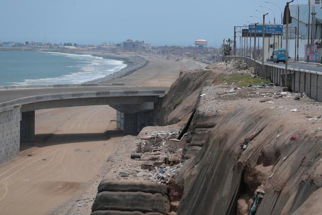 Este Diario realizó ayer un recorrido y constató que los trabajos en la Costa Verde del Callao siguen paralizados. La obra fue suspendida por el escándalo de Odebrecht (Hugo Pérez / El Comercio)