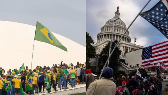 Las escenas del ataque en Brasilia han recordado al asalto al Capitolio de Estados Unidos en 2021. (GETTY IMAGES).