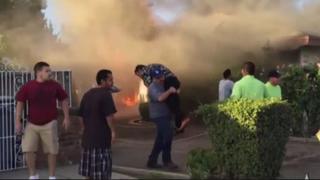 California: Héroe anónimo salvó a un hombre de un incendio