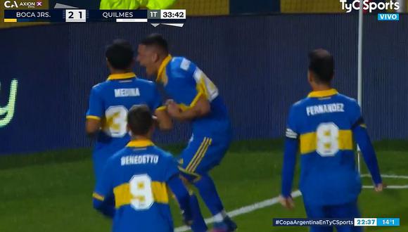 Gol de Gonzalo Morales para el 2-1 de Boca Juniors vs. Quilmes. (Captura: TyC Sports)