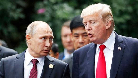 Vladimir Putin, presidente de Rusia, y su homólogo estadounidense, Donald Trump. (Foto: AFP/Jorge Silva)