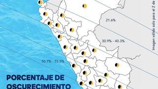 Eclipse solar | ¿Qué ciudades del Perú se oscurecieron más ante fenómeno? | MAPA