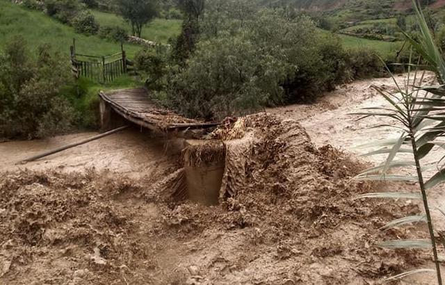 Intensas lluvias: el aumento del caudal del río Cajas causó estragos en las vías situadas en la provincia liberteña de Pataz, cerca al distrito de Tayabamba. (Foto: cortesía)