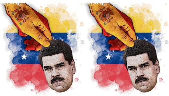 “Gran parte del dinero del régimen de Maduro está en los bancos europeos, especialmente en España, dicen fuentes del gobierno de Estados Unidos”. (Ilustración: Rolando Pinillos)
