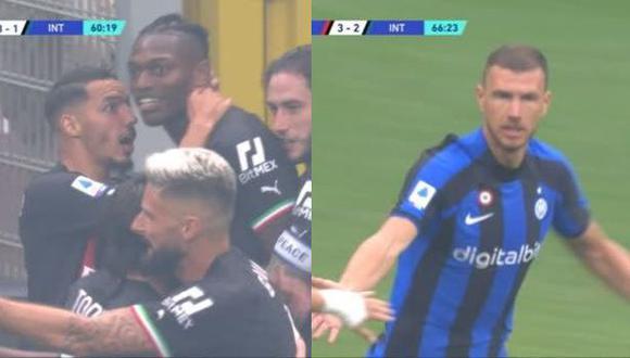 Goles de Rafael Leao y Dzeko para el 3-2 del Milan vs. Inter en Serie A. (Foto: ESPN)
