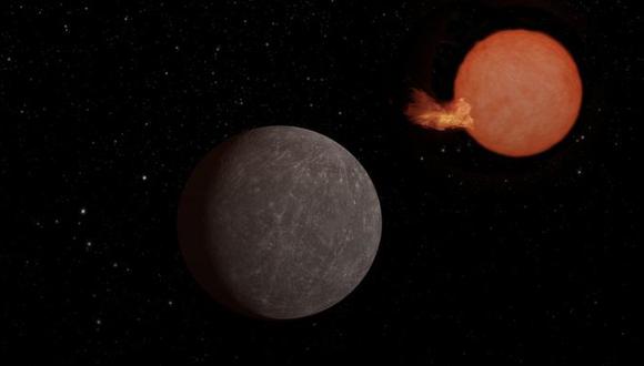 Interpretación artística del exoplaneta SPECULOOS-3 b, un objeto estelar de un tamaño equivalente a la Tierra que orbita una estrella enana roja.