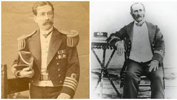 El capitán de fragata José Sánchez Lagomarsino (izquierda) y el teniente primero Manuel Fernández Dávila (derecha) defendieron Arica ante la invasión chilena. (Créditos: Instituto de Estudios Histórico-Marítimos del Perú)