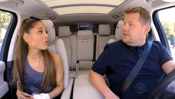 Ariana Grande y James Corden en el "Carpool Karaoke". (Fuente: YouTube)