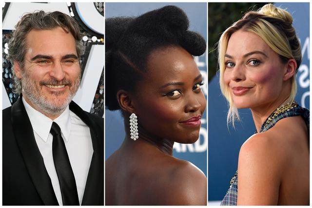 SAG Awards. De izquierda a derecha Joaquin Phoenix, Lupita Nyong'o y Margot Robbie, asistentes a la saga de los Screen Actors Guild Awards. Fotos: AFP.