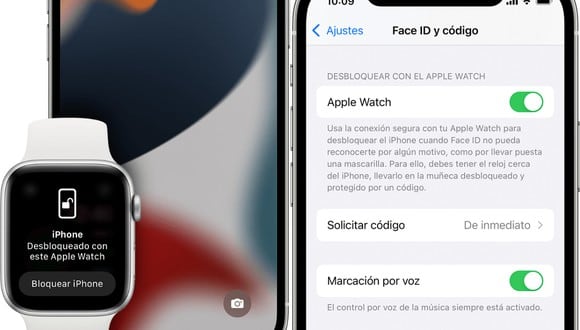 Puedes desbloquear el iPhone con ayuda del Apple Watch. Foto: Apple / Composición Mag El Comercio.
