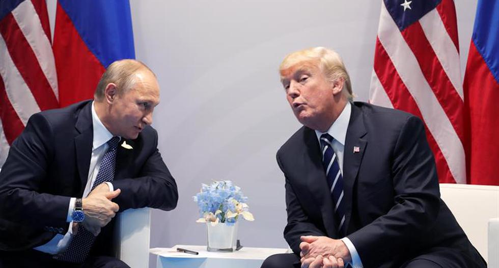 Donald Trump tildó a la prensa norteamericana de \"enferma\" por los reportes de que supuestamente mantuvo una segunda reunión \"no revelada\" con Vladímir Putin, en la cumbre del G20. (Foto: EFE)