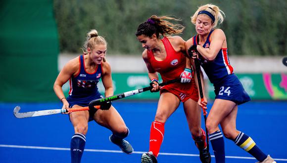 Chile no pudo colgarse el bronce en el hockey femenino de los Panamericanos tras perder ante Estados Unidos. (Foto: Miriam Jeske / Lima 2019)