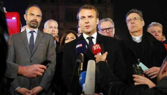 Emmanuel Macron iba a anunciar bajadas de impuestos cuando ardió Notre Dame. Foto: AFP