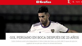 Carlos Zambrano fue elogiado por los medios argentinos luego de su gol en el Boca vs. Independiente | FOTOS